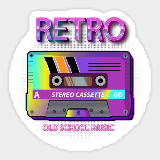 Retro Old school Music Cassette Tape.Music mixtape,80s,90s Sticker
